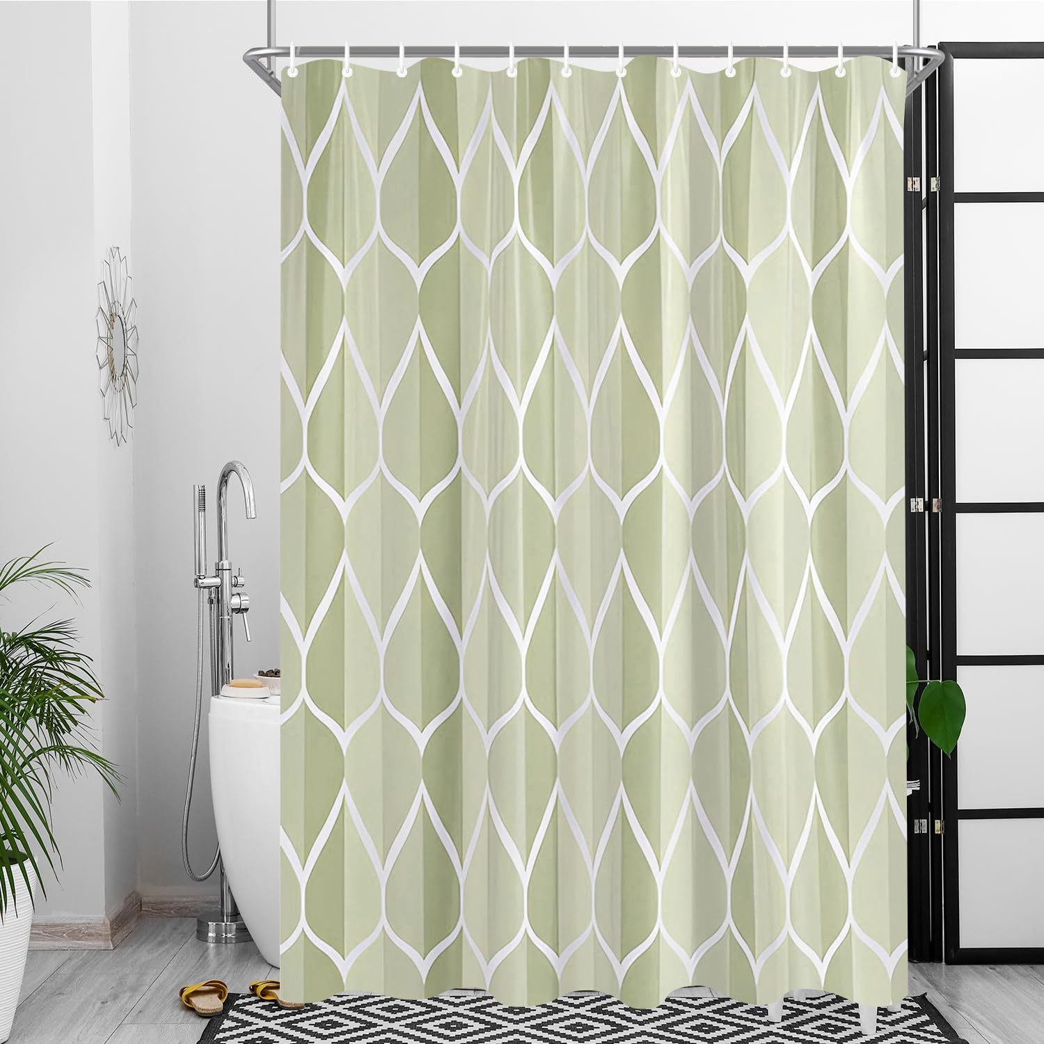 Jolof Store Lerores Shower Curtain – Beige Diamond Anti-Mould Polyester