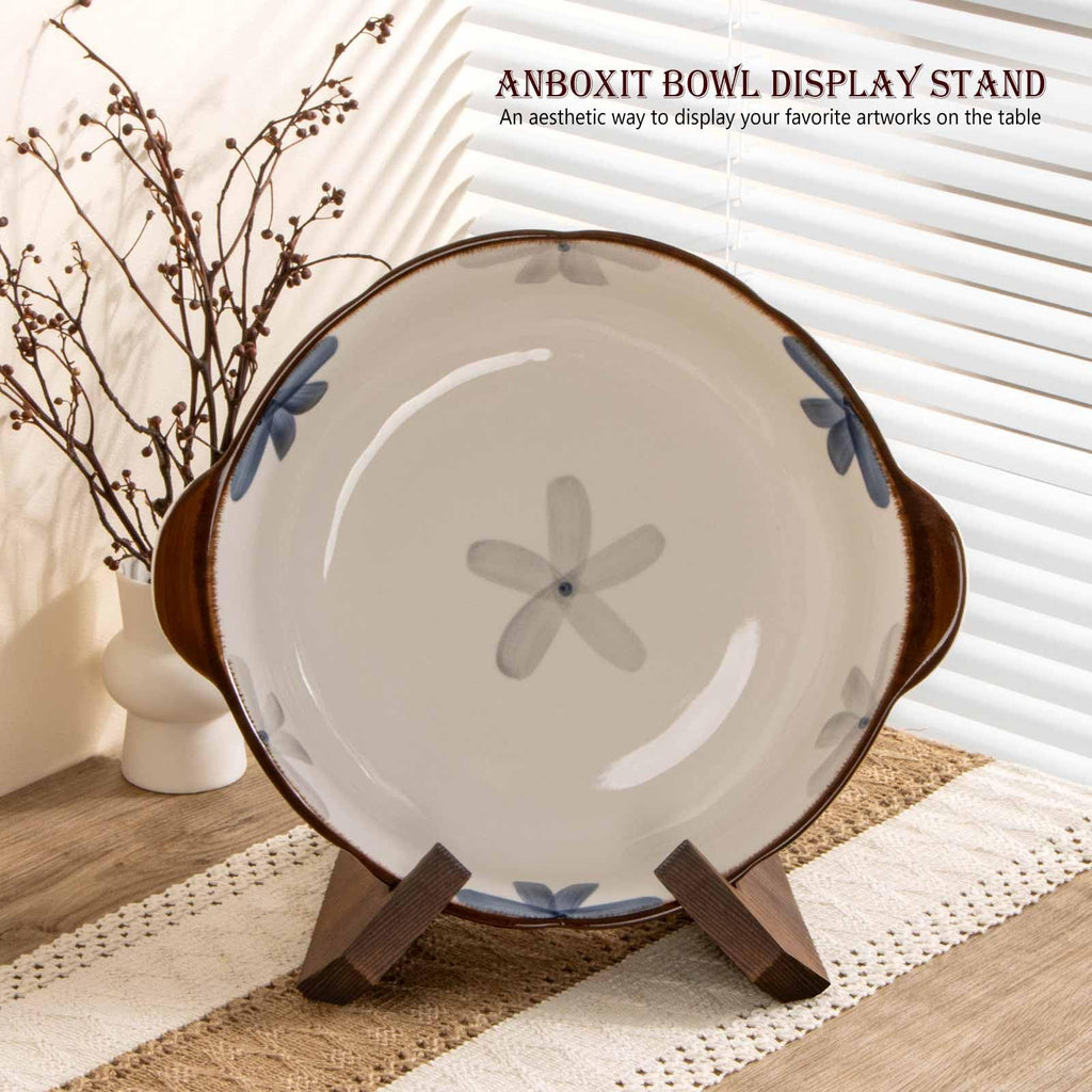 ANBOXIT Wooden Bowl Display Stands | 3-Pack 6.5 Inch Pine Plate Holders