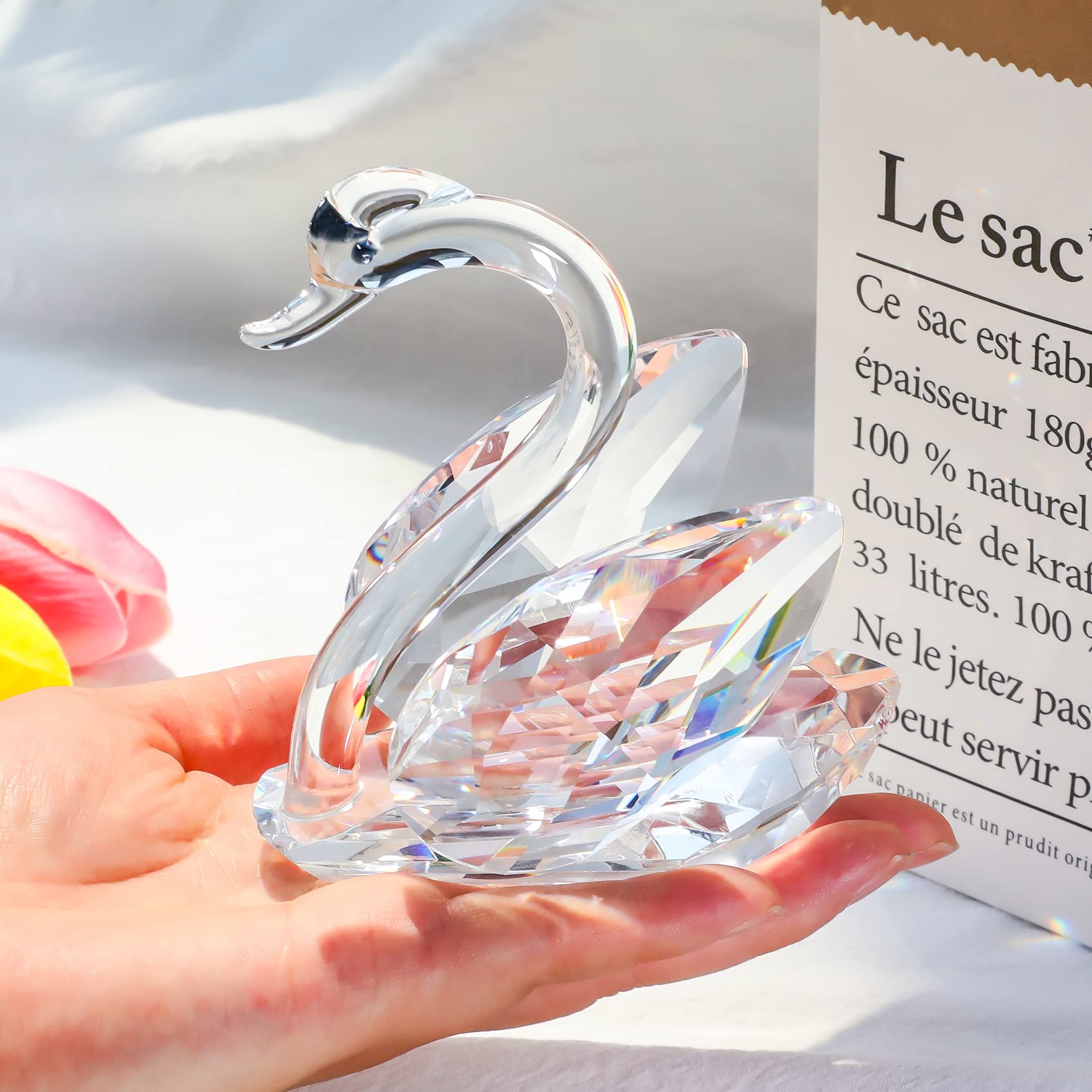 Jolof Store Crystal Swan Figurines – 25th Anniversary Glass Wedding Gift