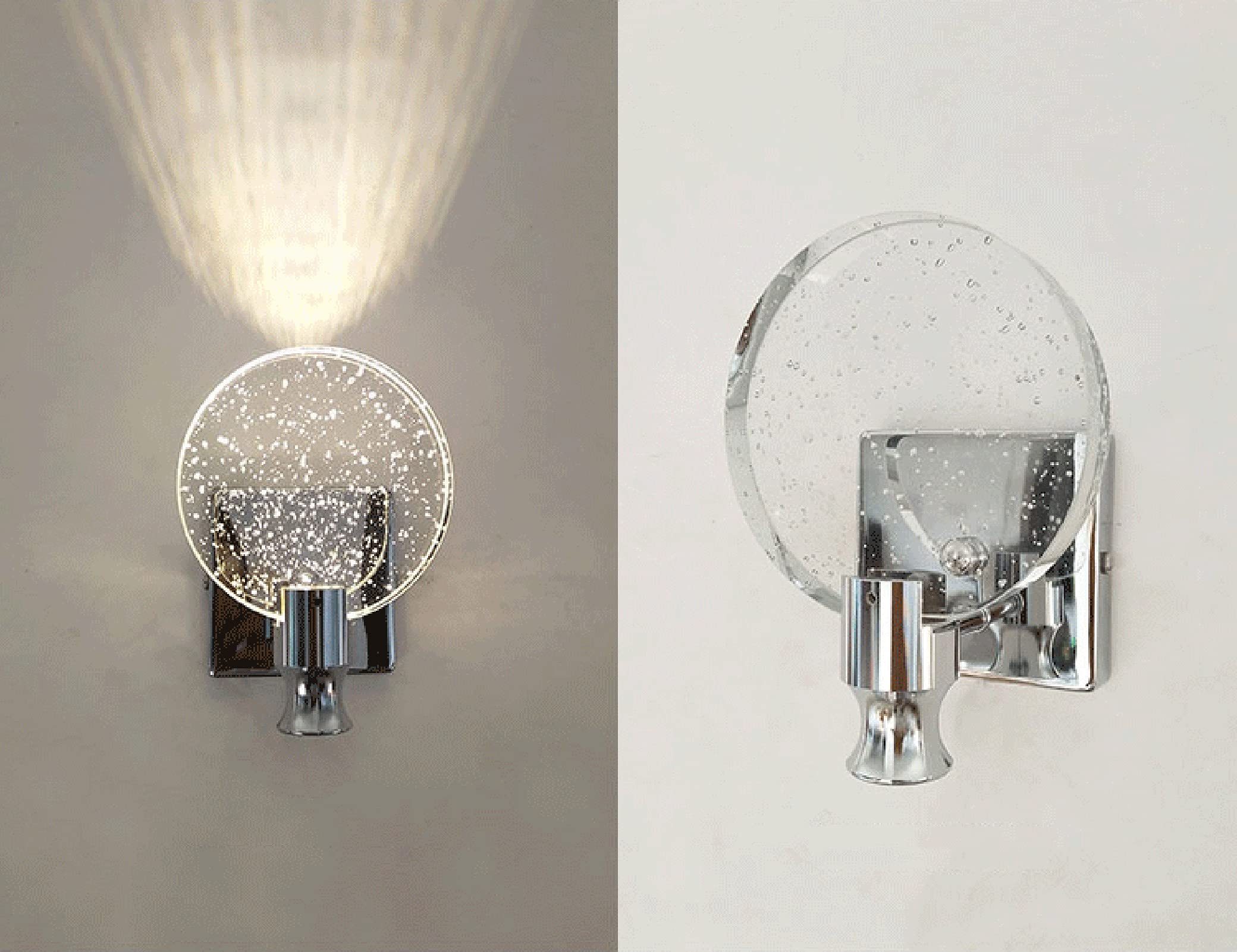 KRIPINC Crystal Wall Sconce – Nordic LED Art Deco Light for Bedroom, Silver