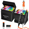 WOEDENU 80 Colours Alcohol Markers Set | Dual Tip Art Pens with Case