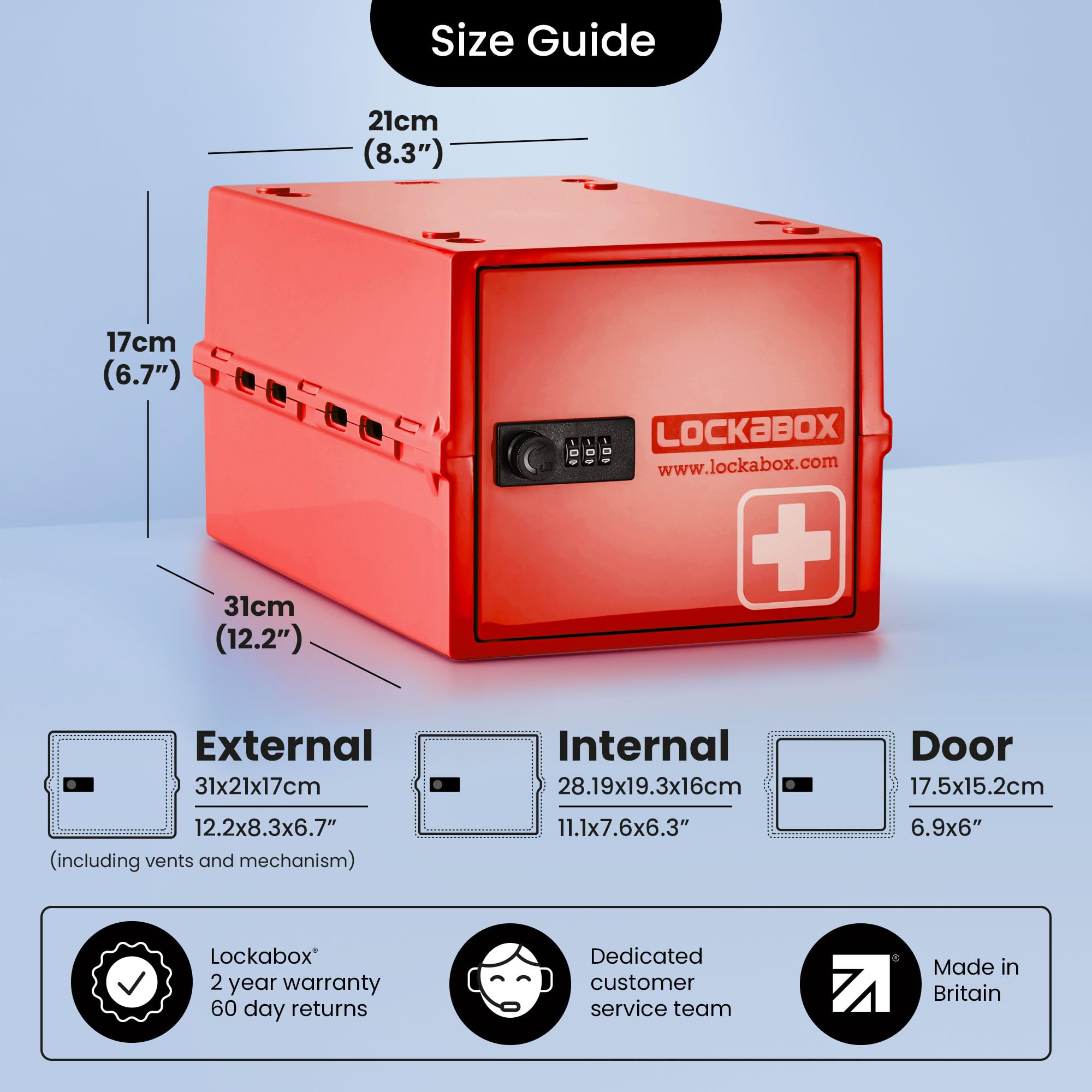 Lockabox One Medi Red | 10L Lockable Medicine Box with Combination Lock