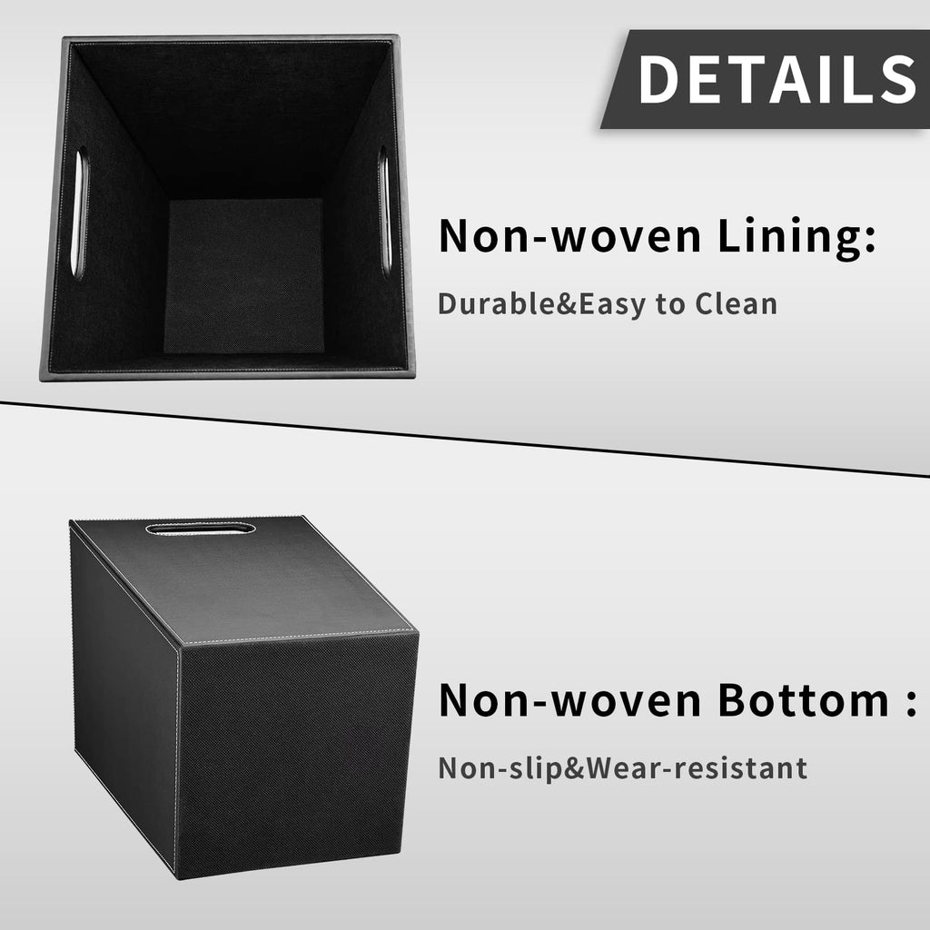 GORESE Office Square Waste Paper Bin Leather Modern Design Waste Paper Bin for Kitchen, Bathroom, Office Black