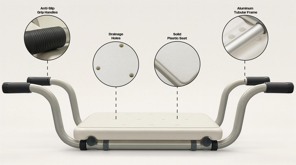 Aidapt Suspended Bath Seat with Telescopic Arms – Adjustable 73–83cm | Non-Slip Handles