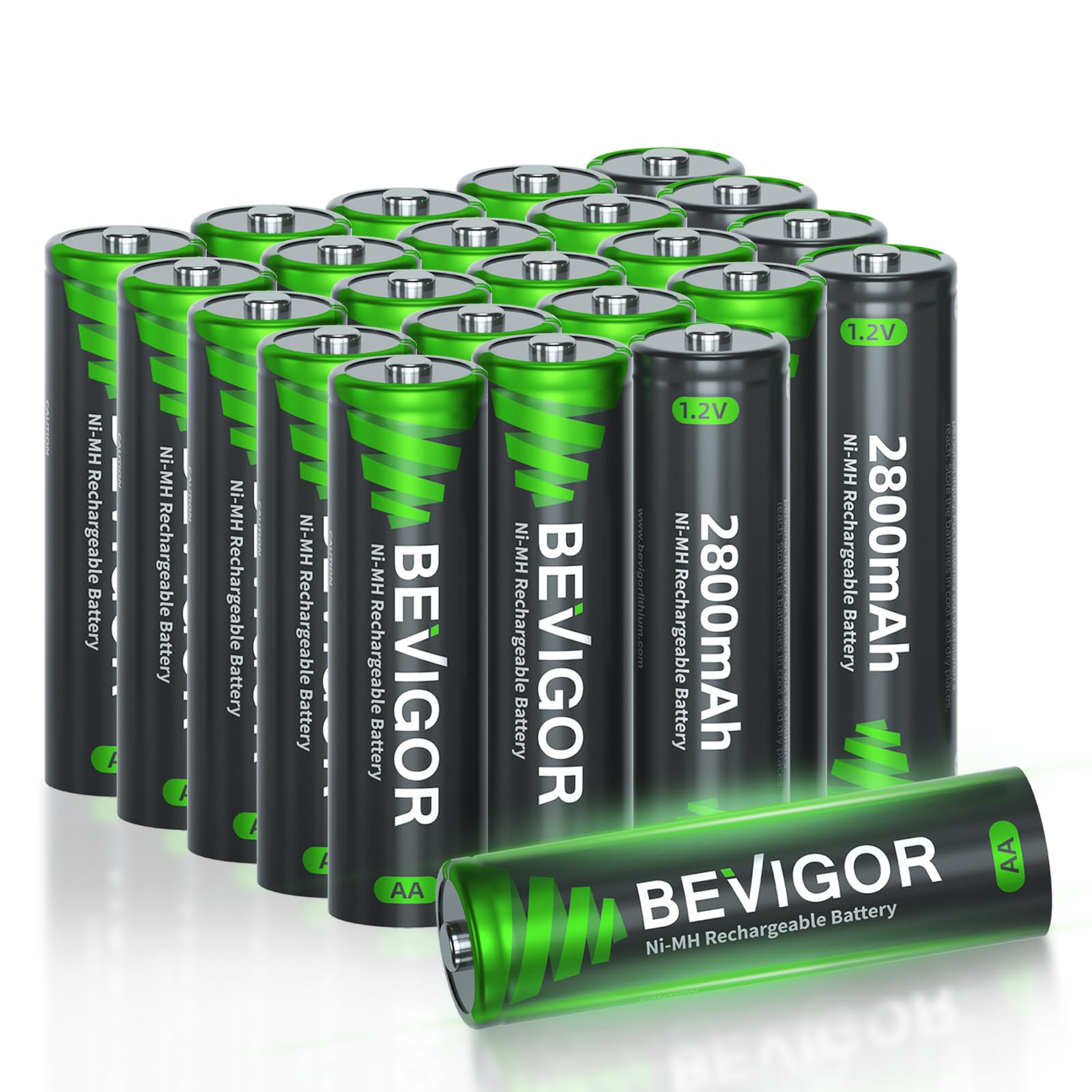 BEVIGOR AA Rechargeable Batteries - 2800mAh High Capacity (24 Pack)