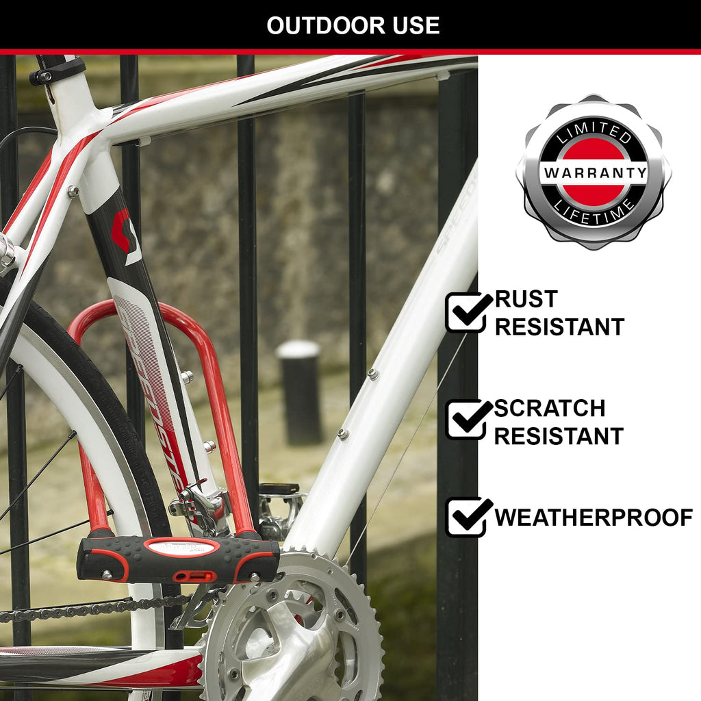 Master Lock Heavy Duty D-Lock – Sold Secure Gold Steel Bike U-Lock, Red