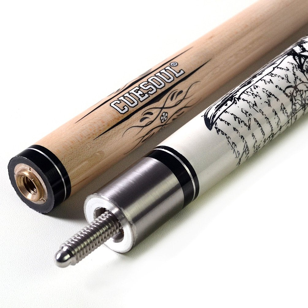 CUESOUL ROCKIN 58" 21oz Maple Pool Cue Stick Set with Irish Linen Wrap