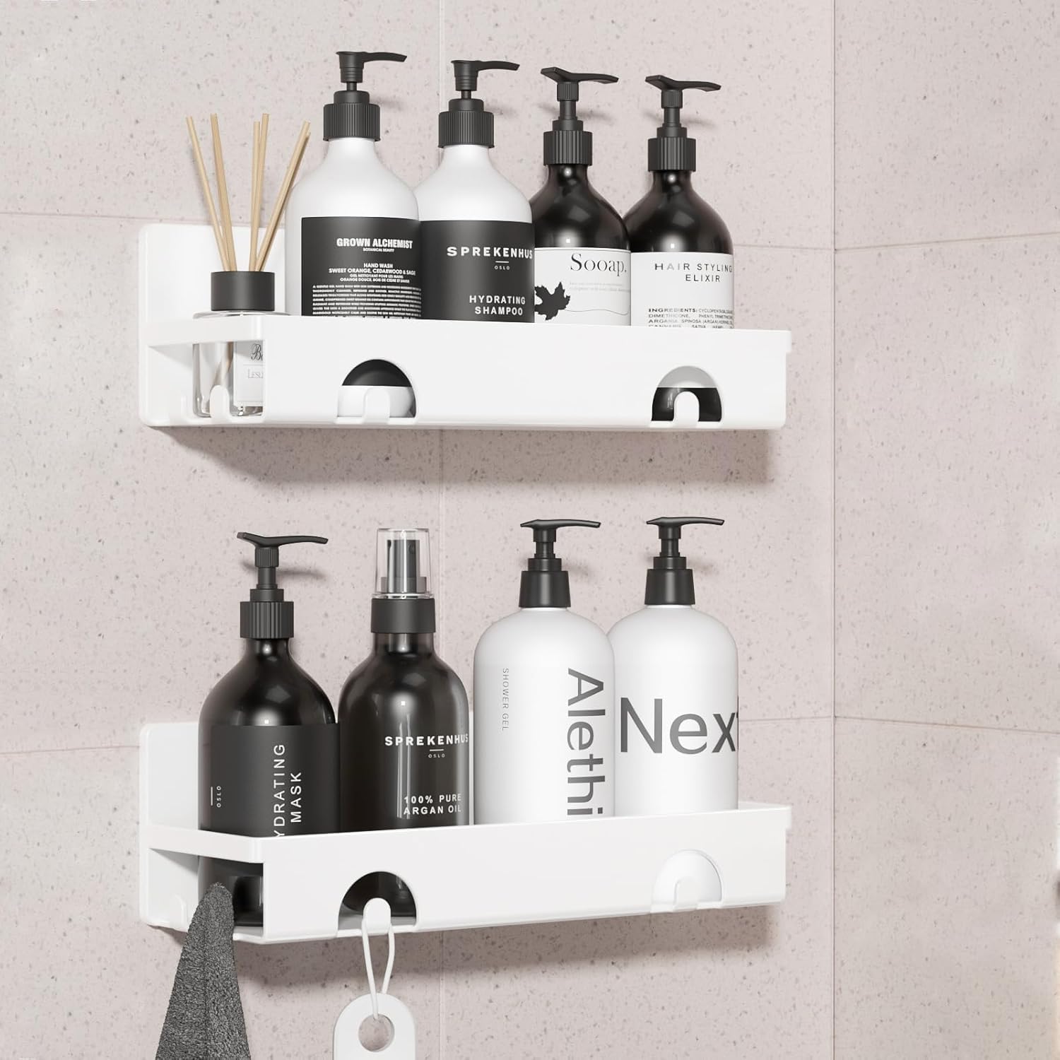 4-Pack Adhesive Shower Caddy – Rustproof No-Drill Shelf