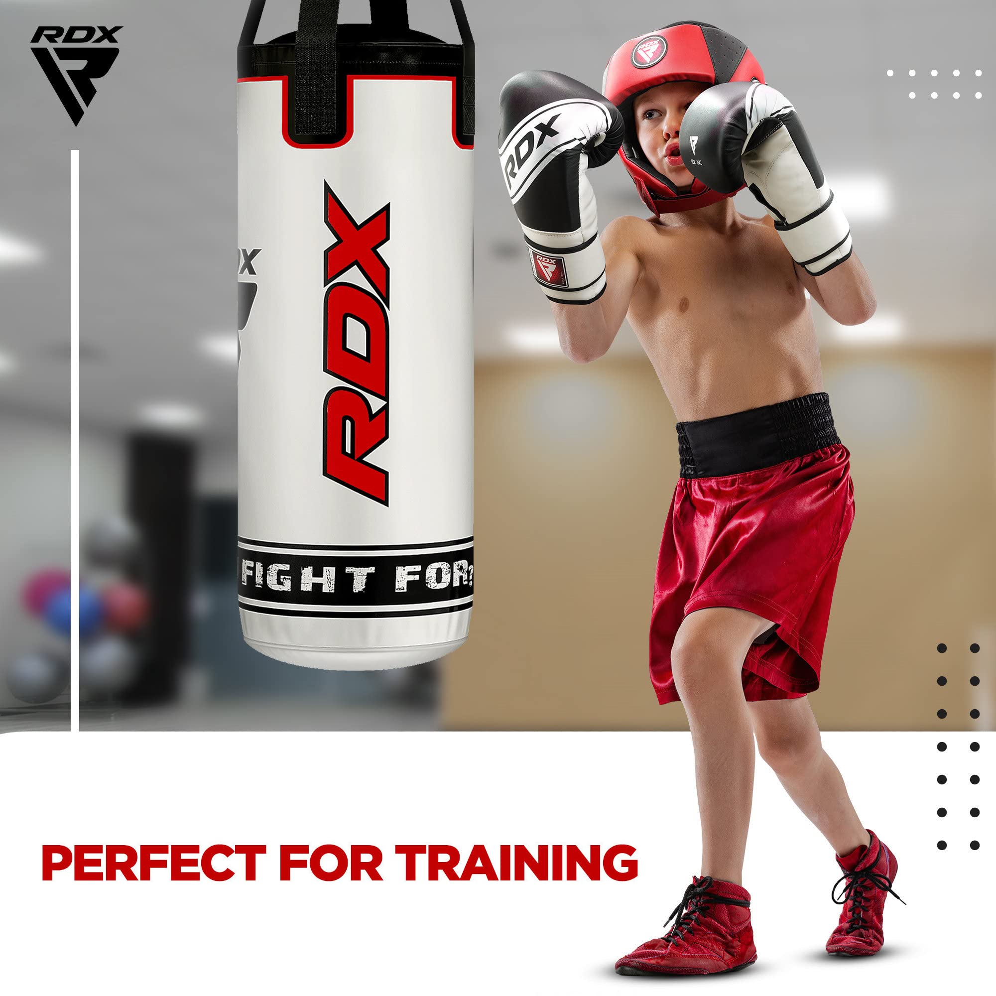 RDX Kids Punch Bag & Boxing Gloves Set | 2FT Maya Hide Leather Unfilled