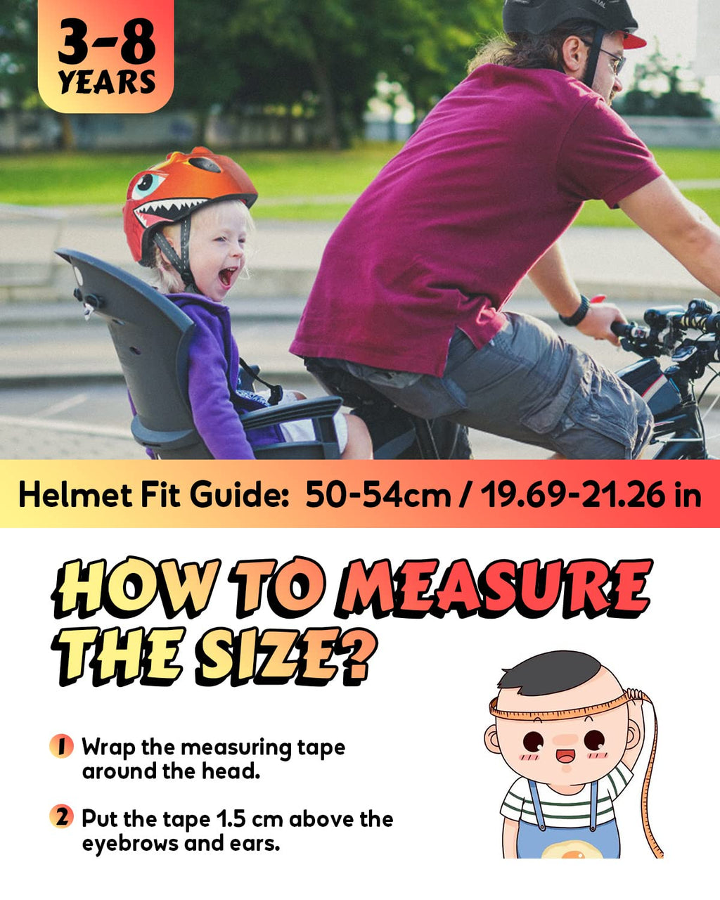 VICTGOAL Kids Bike Helmet | 3D Cartoon Lightweight Safety Gear for Ages 3-8