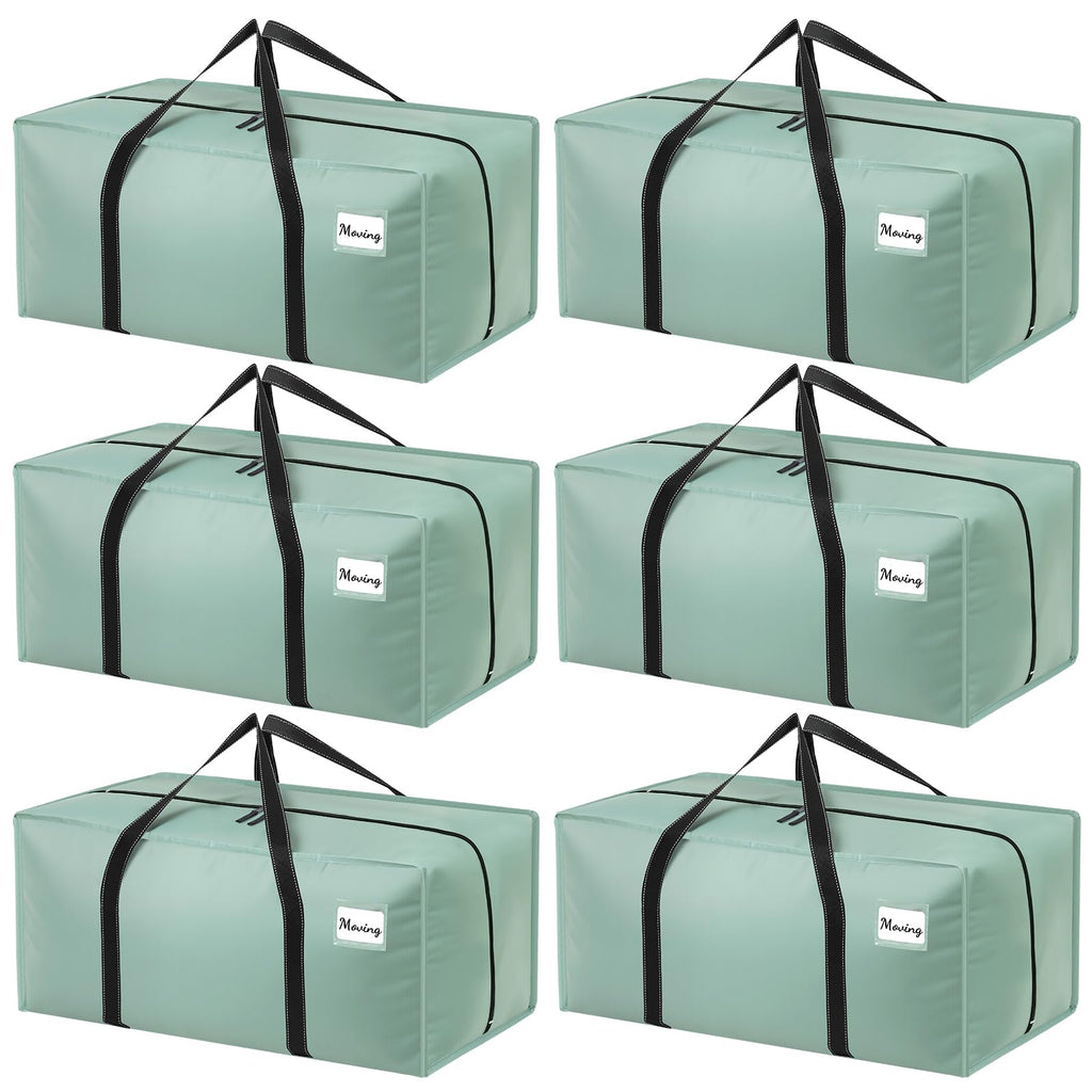 Dntorx 6 Pack 90L Moving Bags with Zips, Heavy Duty, Green - image 1