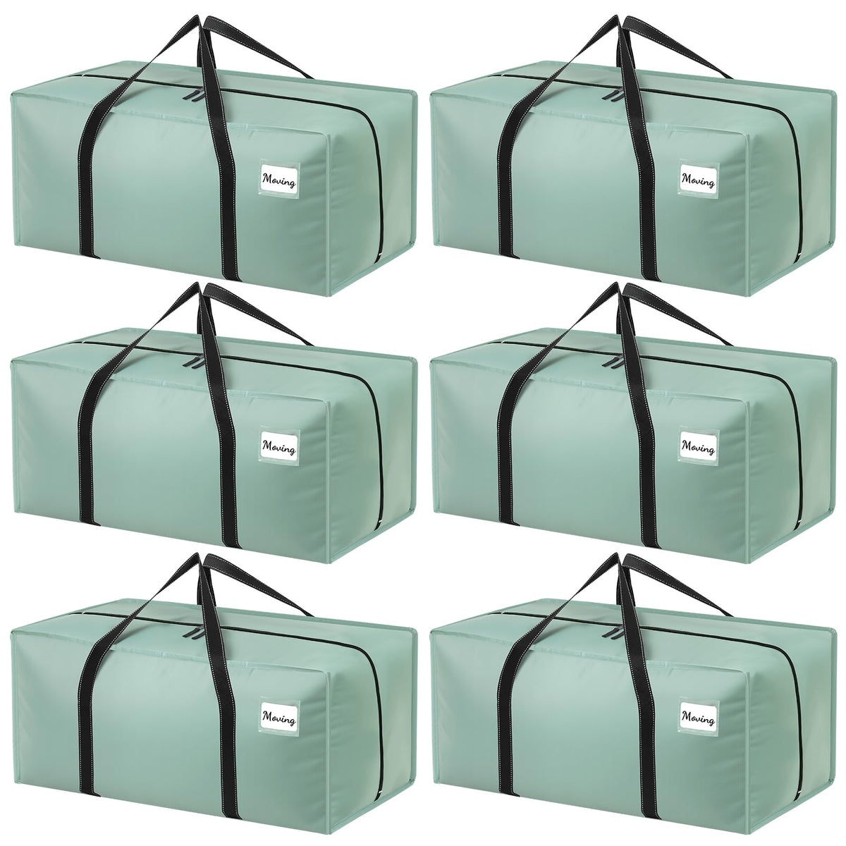 Dntorx 6 Pack 90L Moving Bags with Zips, Heavy Duty, Green - image 1
