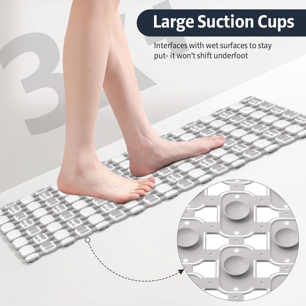 XIYUNTE Soft Shower Mat Non Slip Anti Mould for Elderly - 70x40cm Cut-to-Fit Non Slip Shower Mats for Inside Shower - image 4