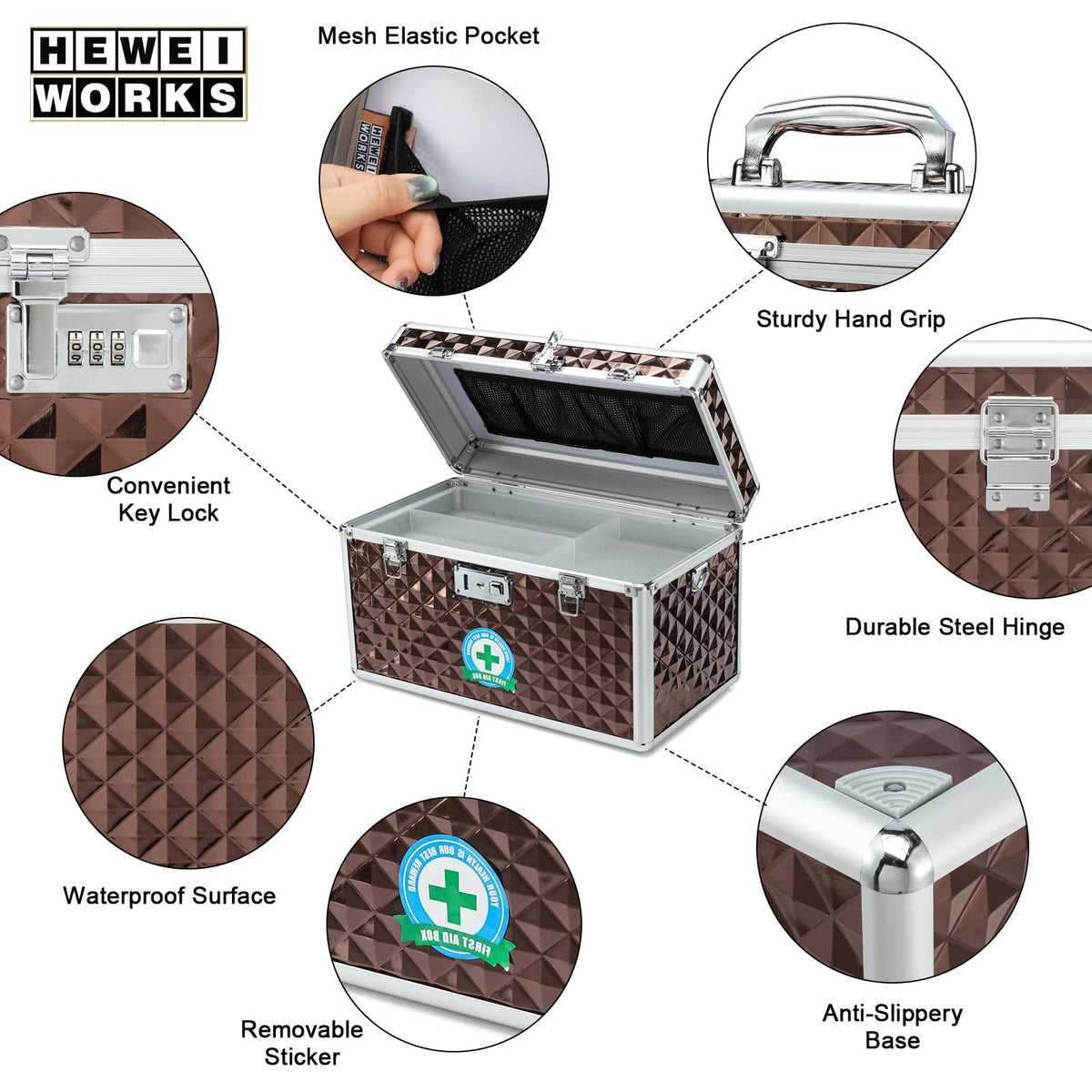 HEWEI WORKS Medication LockBox with Key, Lockable Medicine Storage Box, Security Lock Box, Medical Organizer - image 4