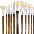 Fuumuui 11PCS Hog Bristle Oil Paint Brush Set for Acrylic & Gouache