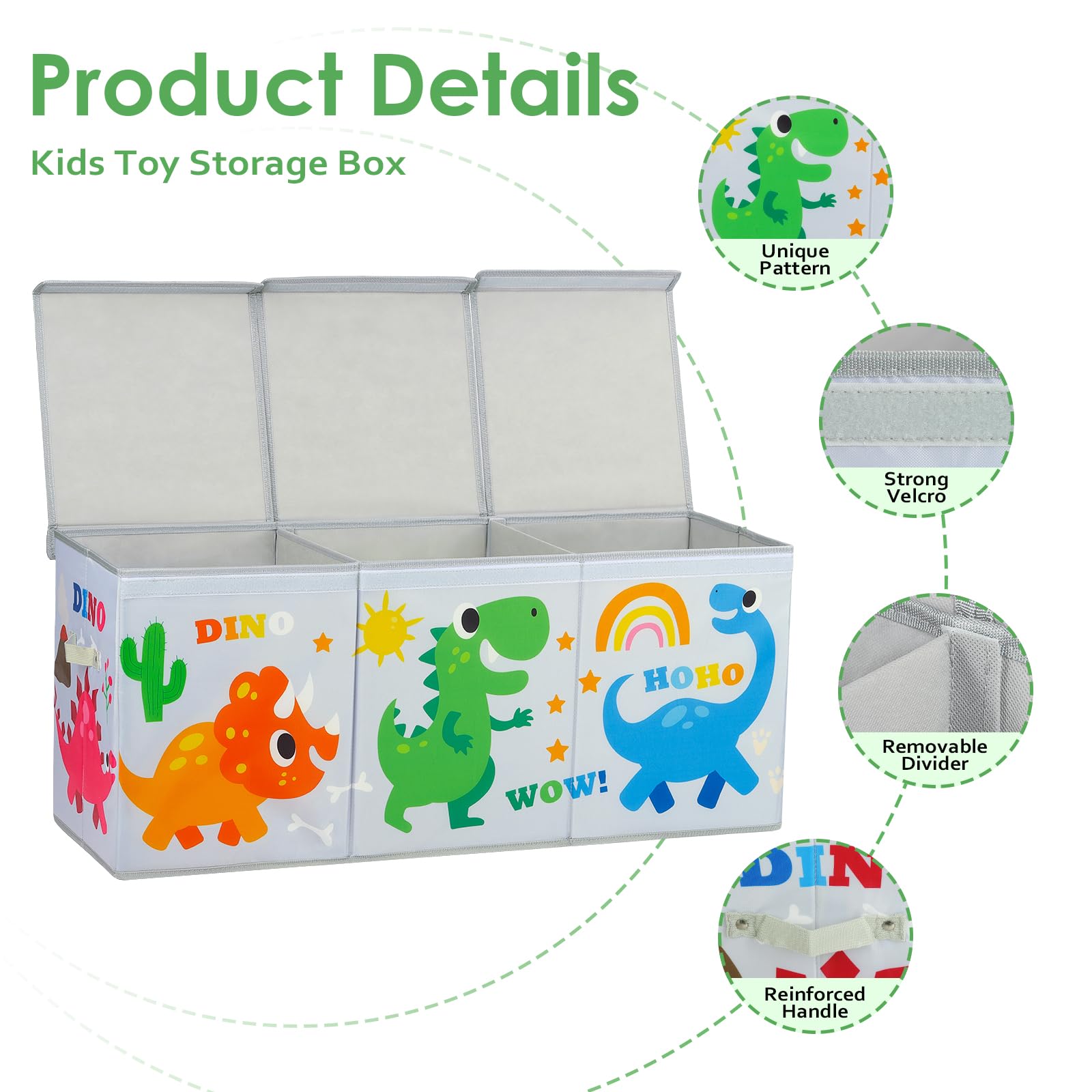 Decalsweet Dinosaur Extra Large Toy Storage Box | Foldable Oxford Toy Chest