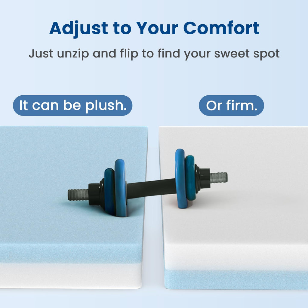 NewentorLife Double Mattress Topper – Flippable Foam with Washable Cover