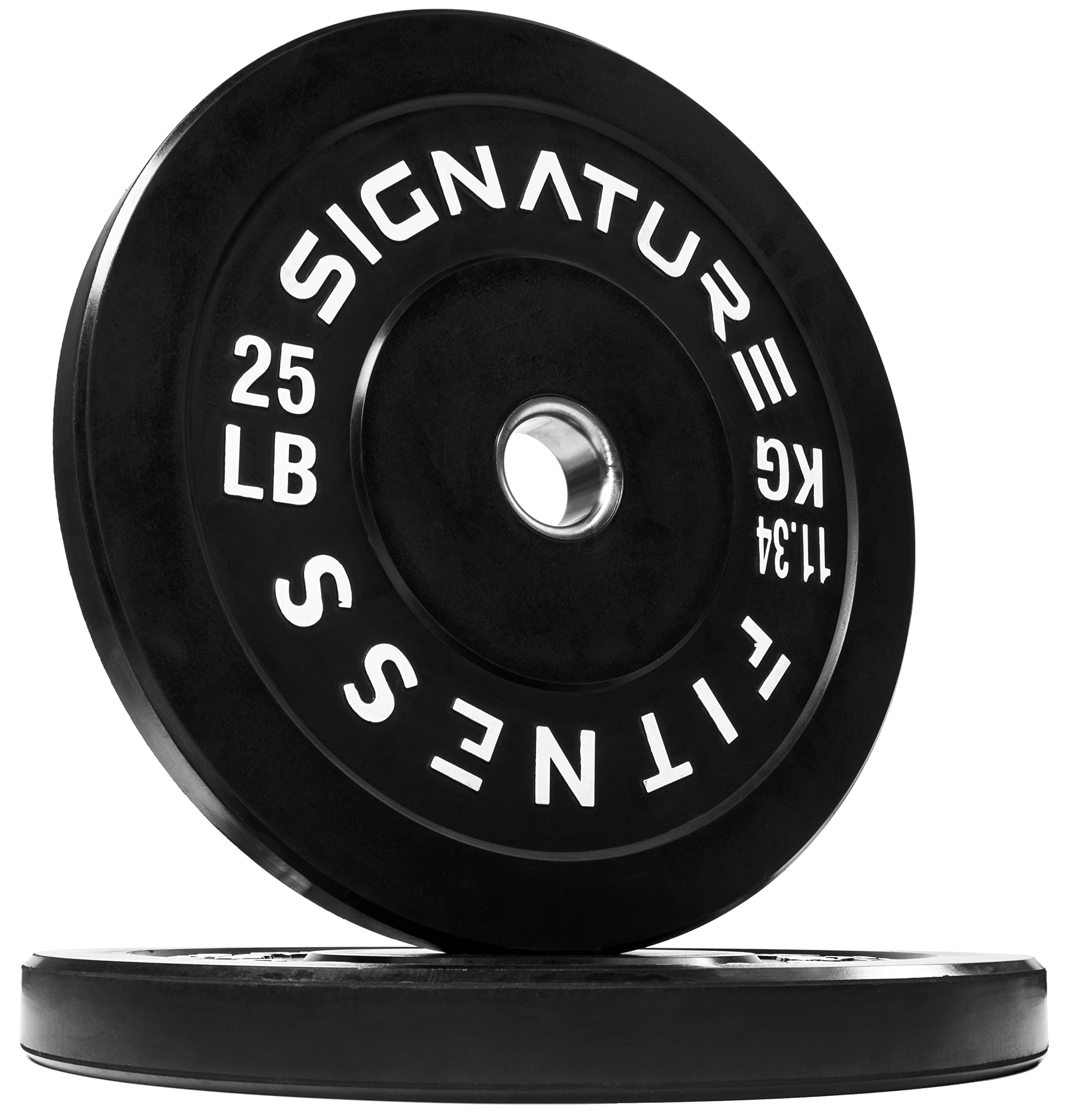 Signature Fitness 25LB Olympic Bumper Plates - Virgin Rubber, Pair