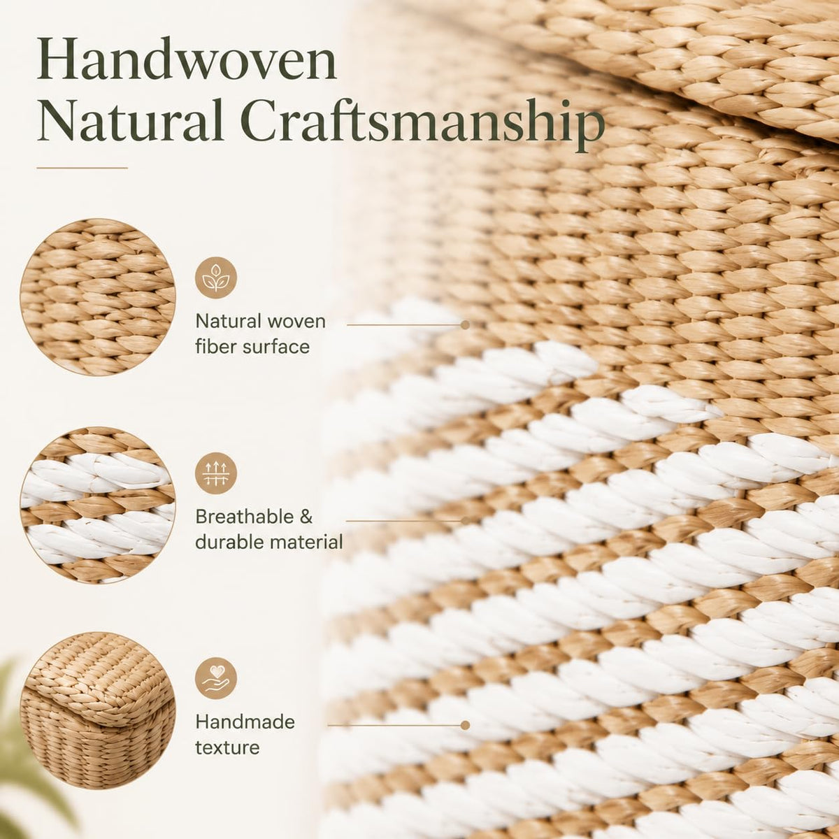 Aringceton Handwoven Storage Ottoman with Lid, Natural Straw Foot Stool
