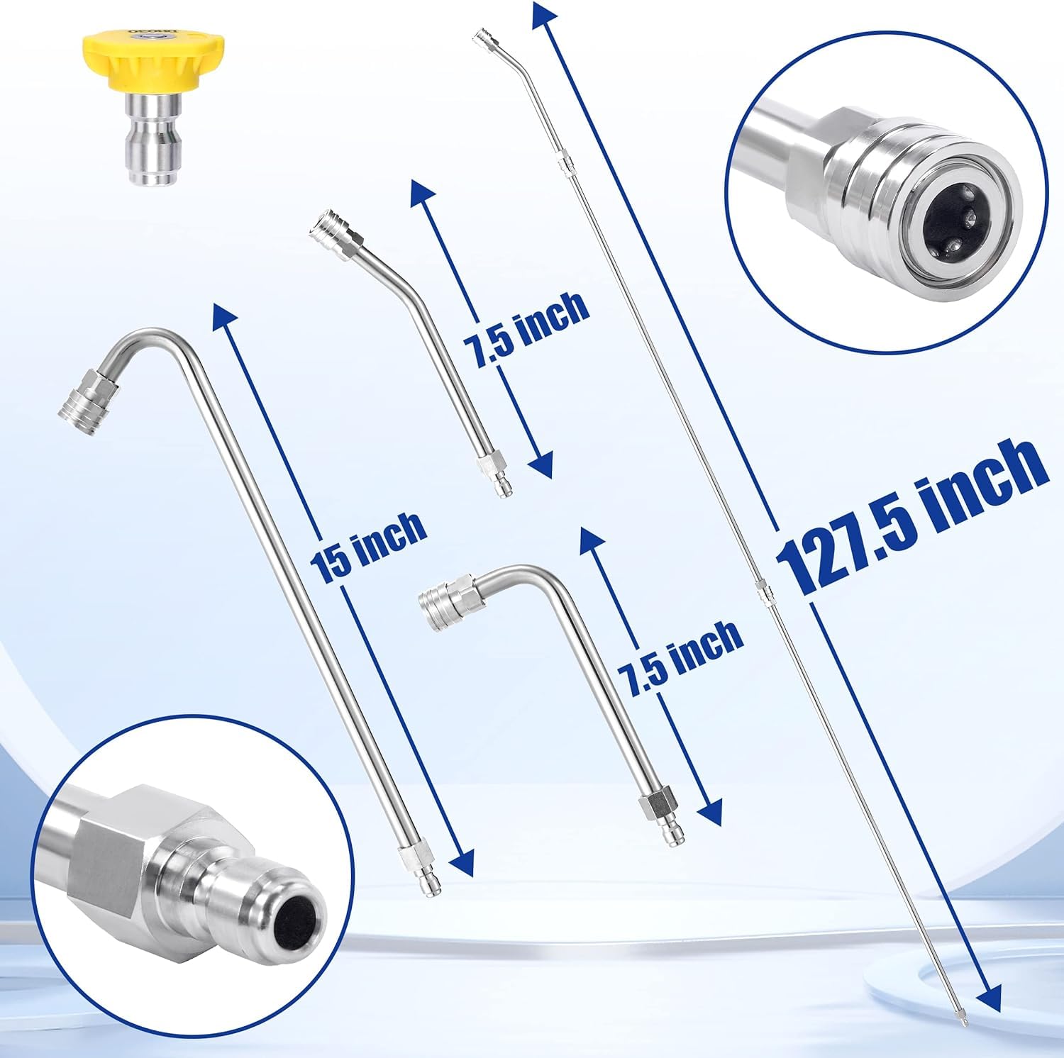 M MINGLE Pressure Washer Extension Wand – 120" Stainless Steel Gutter Tool