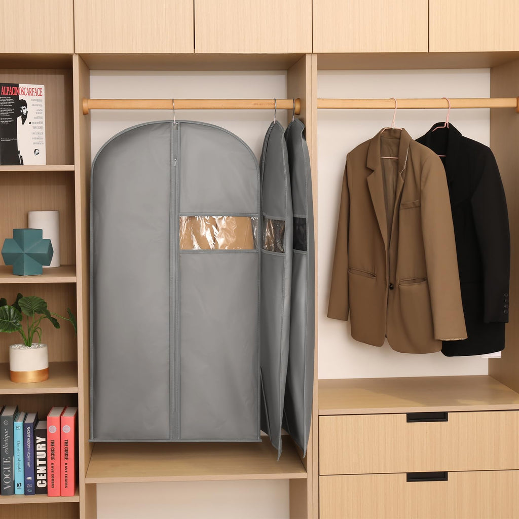 Suit Bag for Hanging Clothes, Suit Covers for Men, Grey, 60x110cm, 2Pcs - image 3