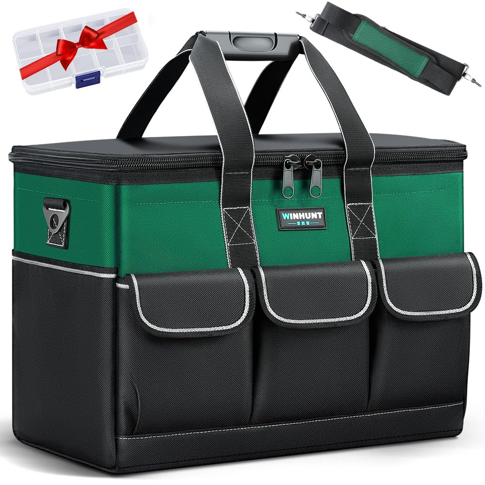 WINHUNT 19-Inch Wide Mouth Tool Bag | 14-Pocket Heavy-Duty Organizer