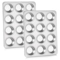 Homikit 2-Pack Stainless Steel Muffin Tin | 12-Cup Non-Toxic Cupcake Tray