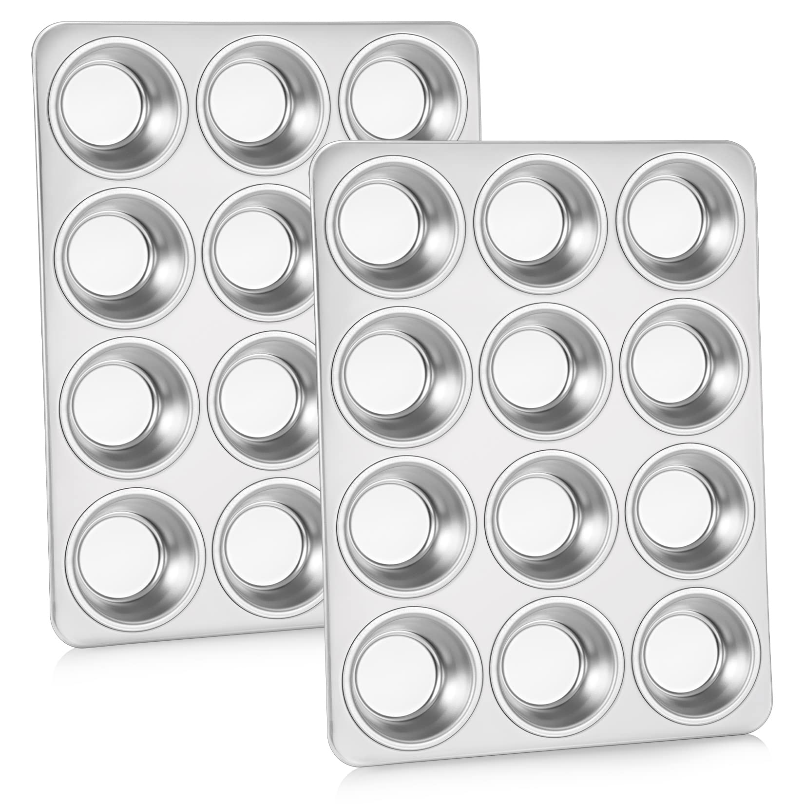 Homikit 2-Pack Stainless Steel Muffin Tin | 12-Cup Non-Toxic Cupcake Tray