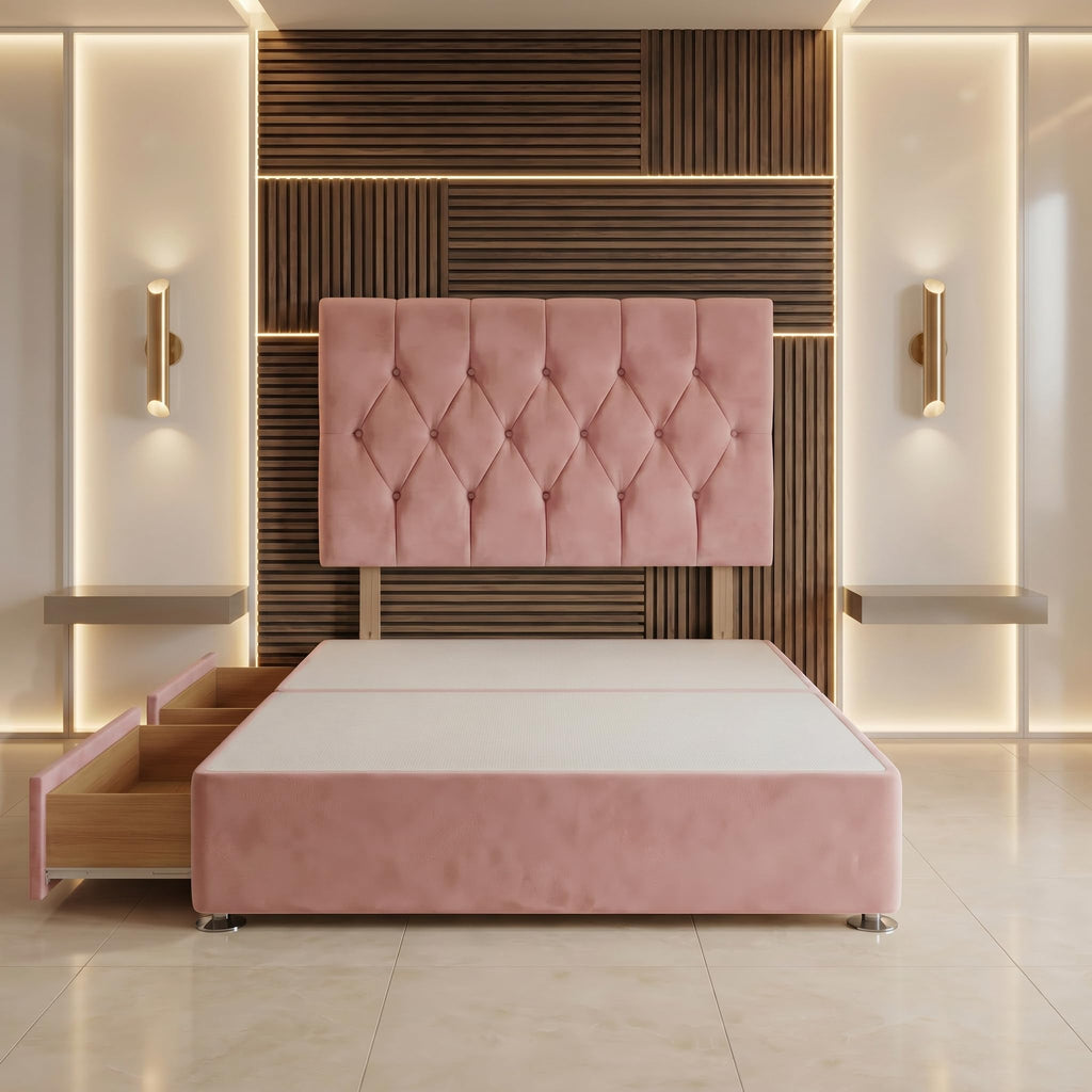 Bed Centre Ziggy Plush Small Single Divan Base 30" Headboard, Pink, 0 Draw - image 3