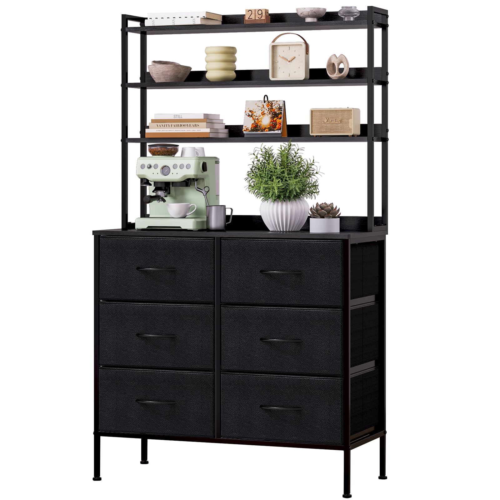 Mintnook 6-Drawer Fabric Dresser | Tall Chest with Open Storage Shelf