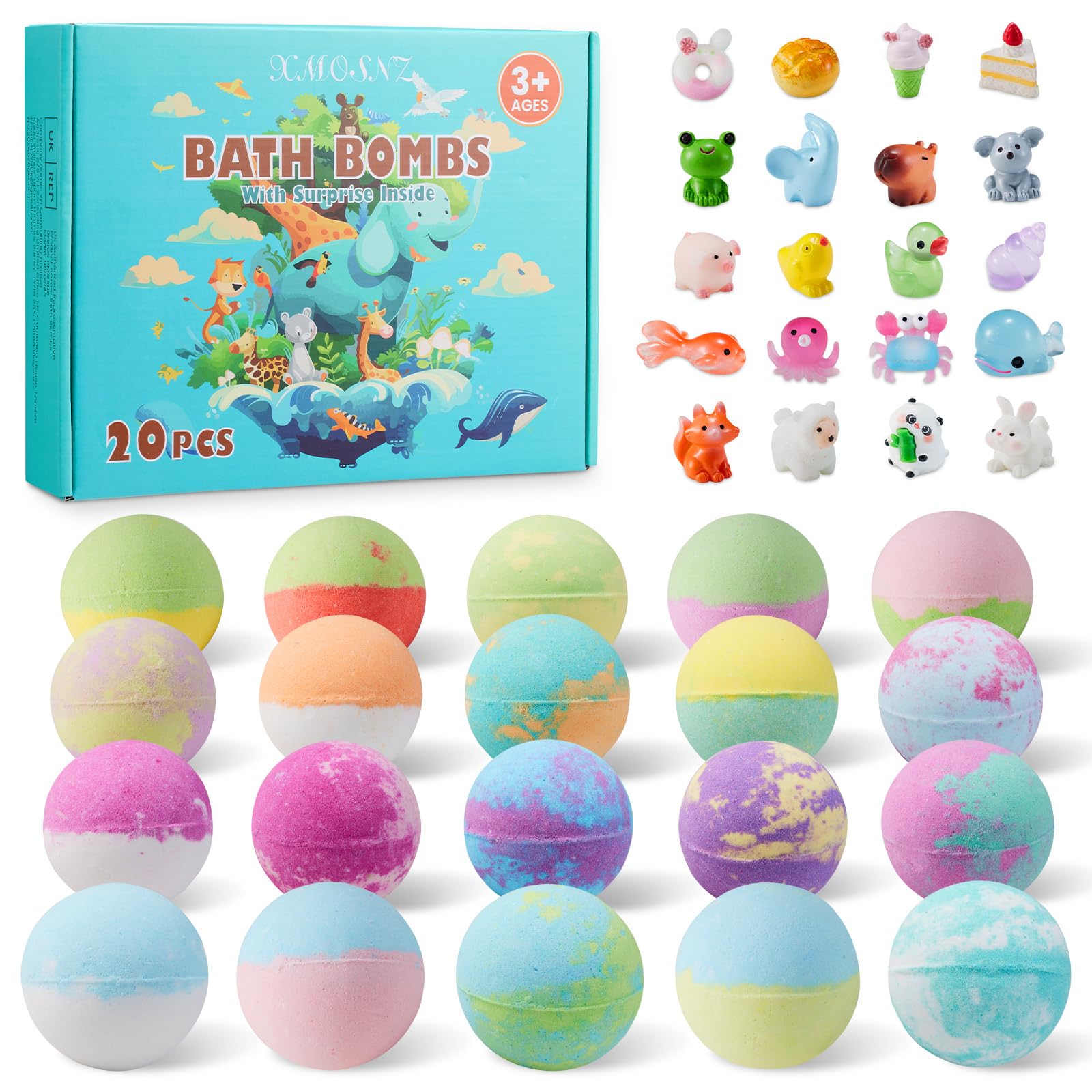 Jolof Store Kids Bath Bombs with Surprise Toys - 20 Pack Fizzy Balls