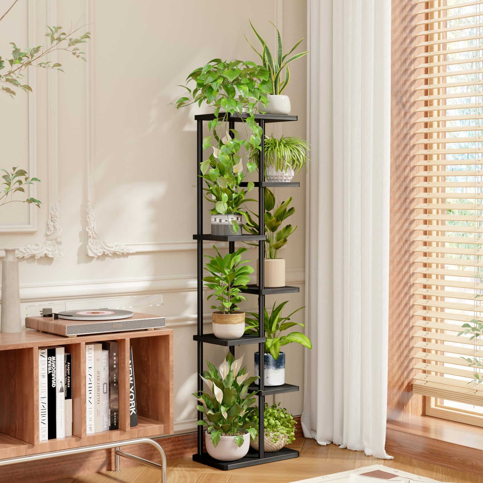 Bamworld 7-Tier Metal Plant Stand – Tall Corner Shelf for Indoor Plants