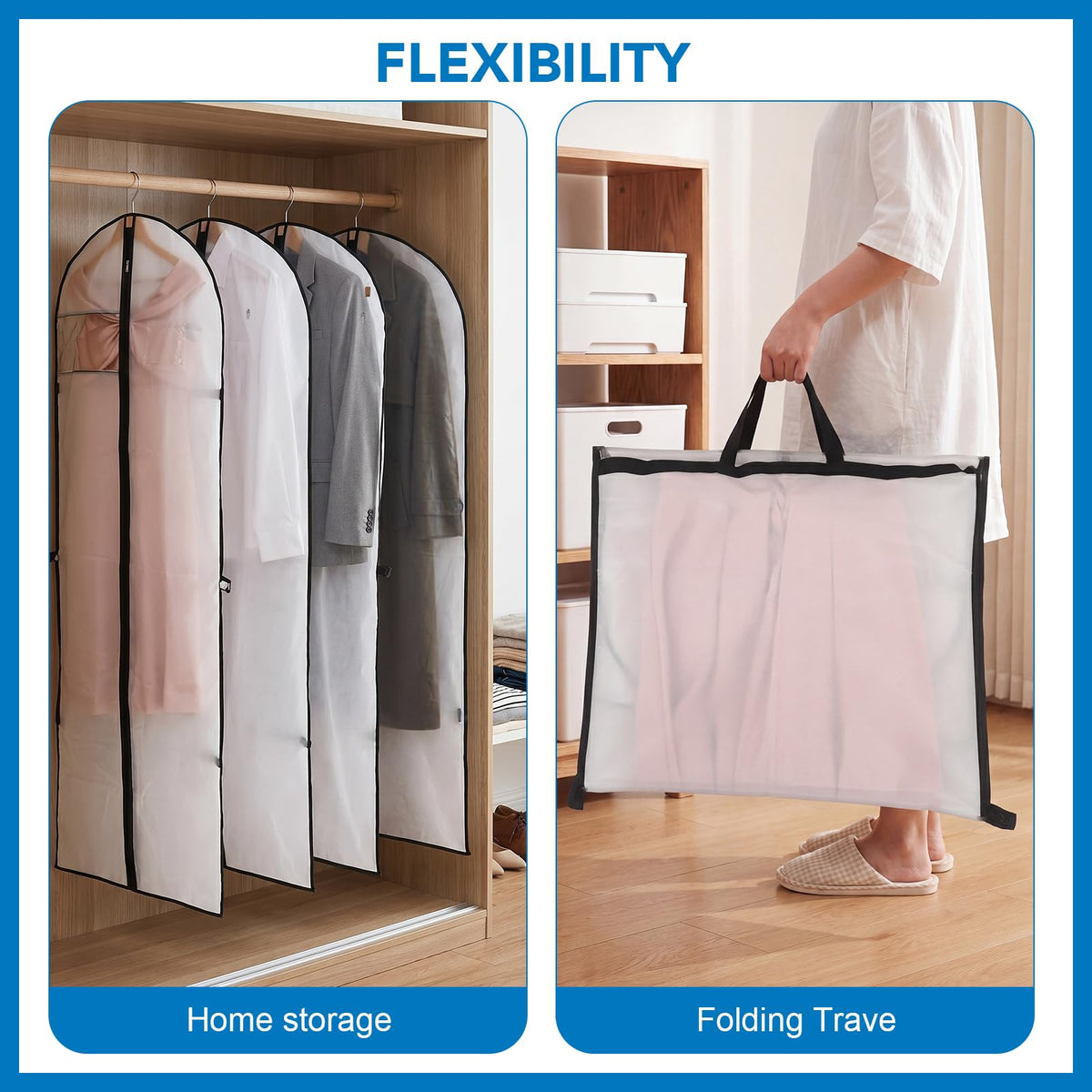 Dntorx 4PCS Long Dress Bags Covers PEVA Wedding Dress Bags 71in, White
