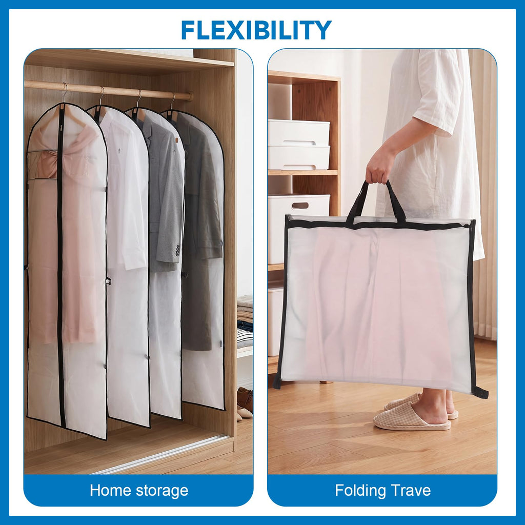 Dntorx 2PCS Long Dress Bags Covers PEVA Wedding Dress Bags 71in, White - image 4