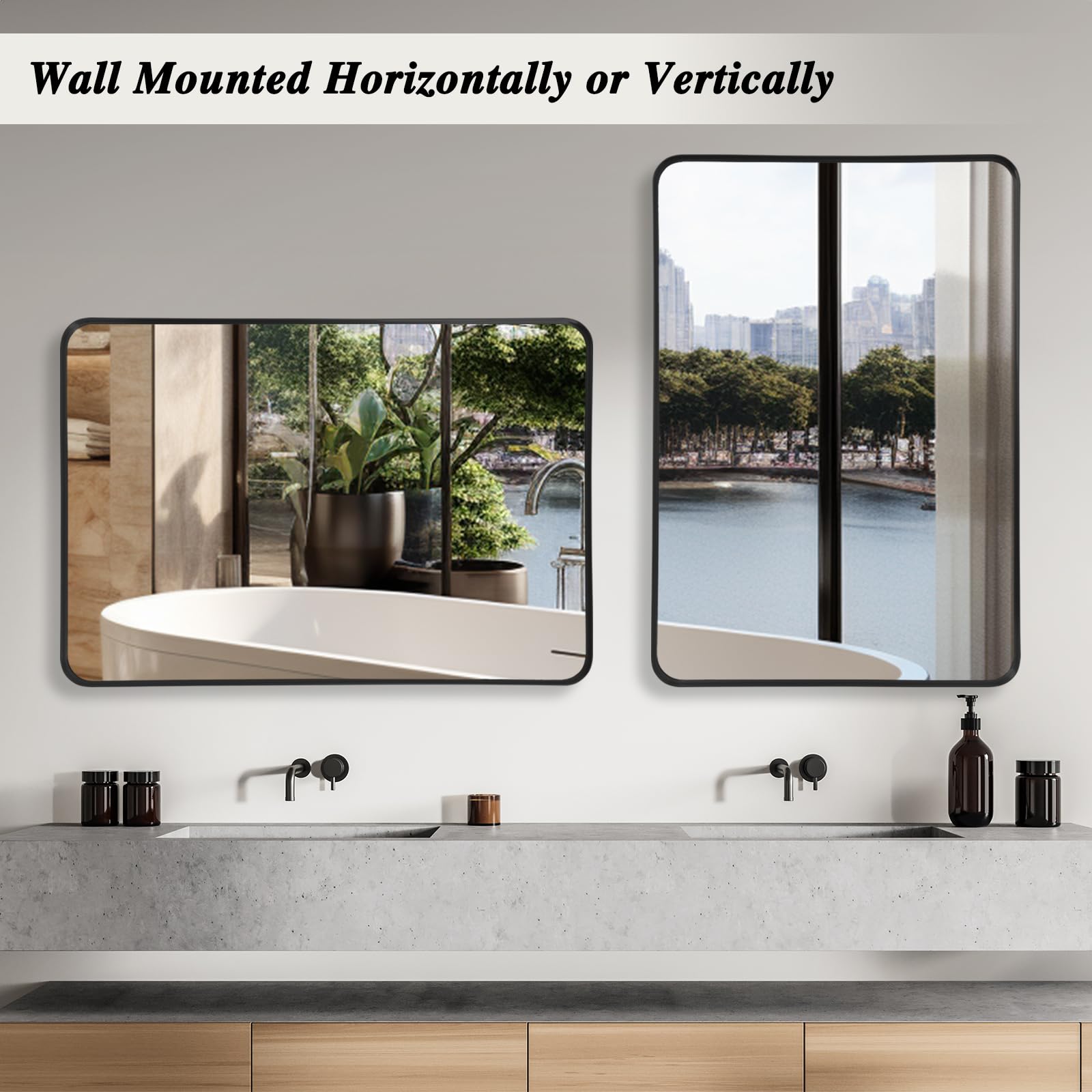 LunaMirror Black Bathroom Vanity Mirror – 50x75 CM Aluminum Frame