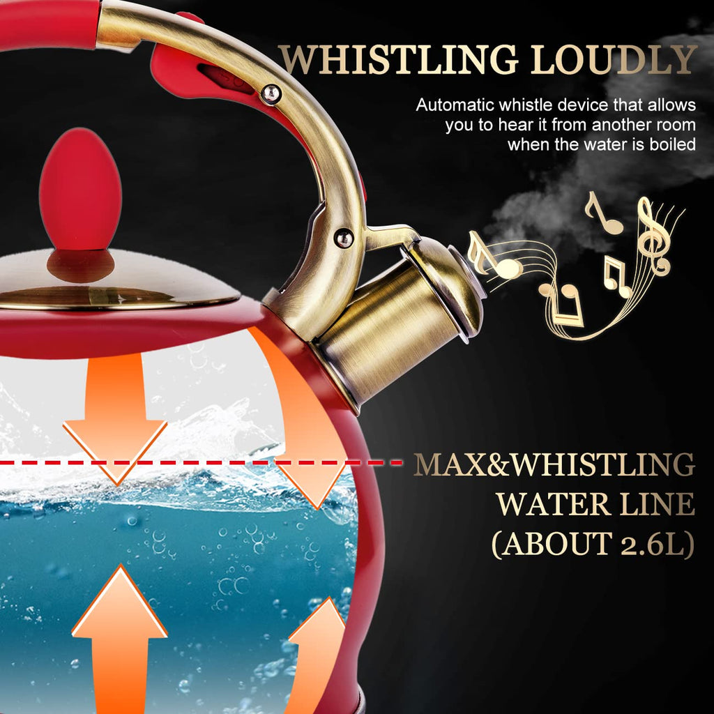 SUSTEAS Whistling Tea Kettle – 3L Stainless Steel Stovetop Teapot