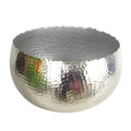 Leaf Large Hammered Silver Metal Bowl – Rustic Curved Edge, 32x20cm
