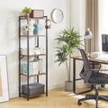 YMYNY 5-Tier Industrial Bookshelf – Rustic Brown Storage Rack