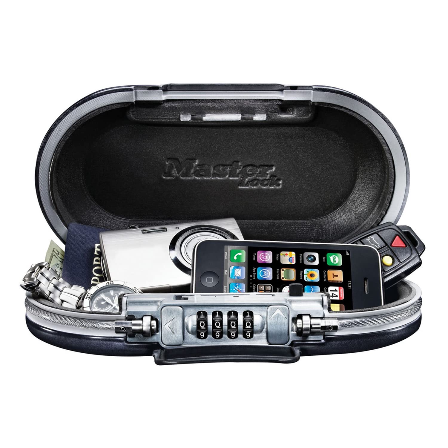Master Lock Mini Travel Safe with Security Cable - Portable Lock Box