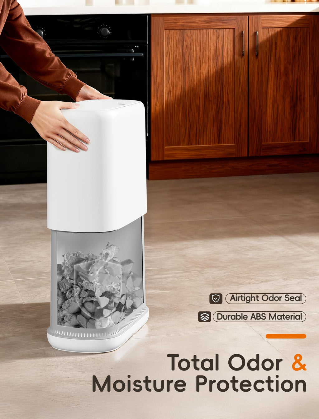 LEGUO Slim Touch Top Bathroom Bin with Lid, White, 11.7L - image 5