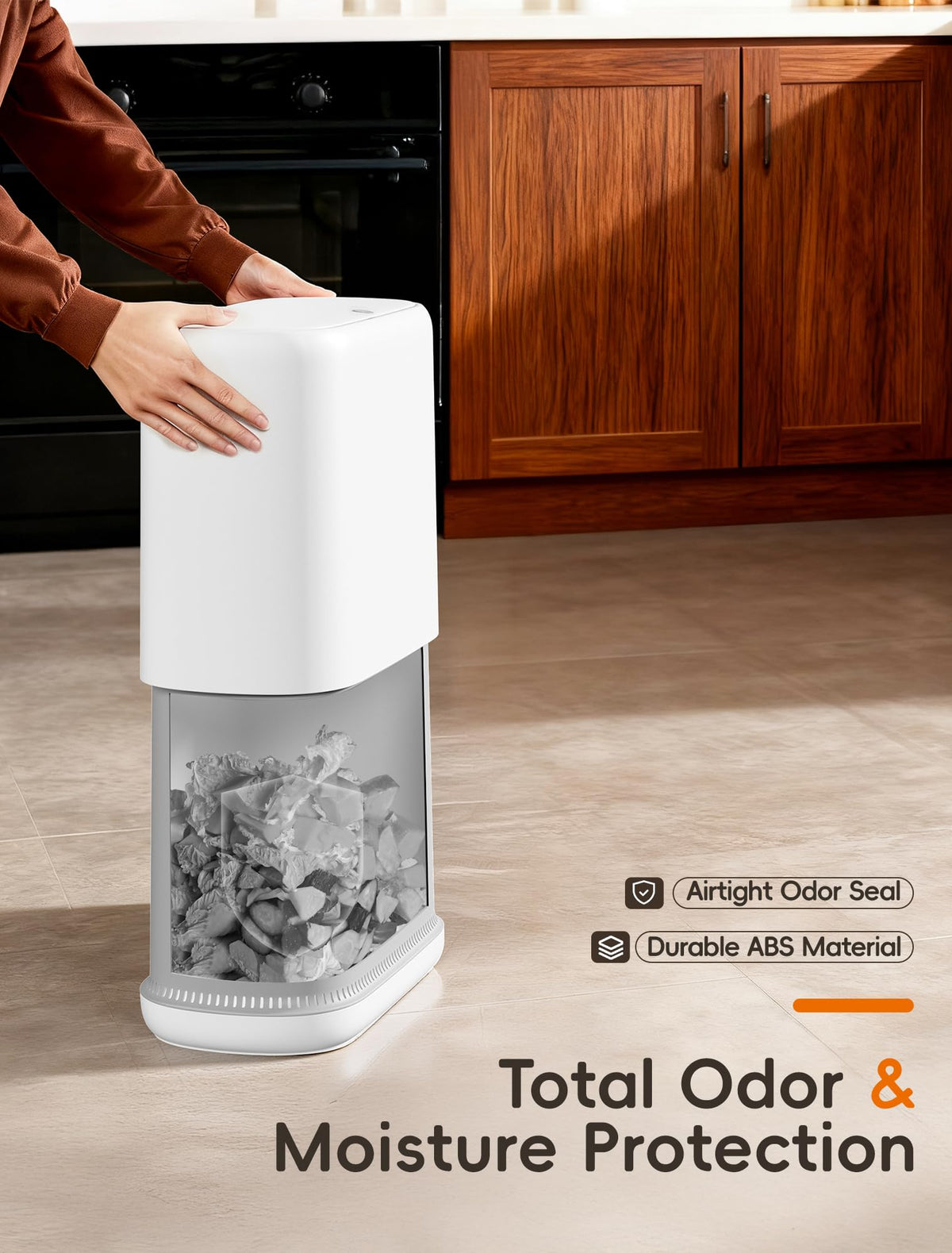 LEGUO Slim Touch Top Bathroom Bin with Lid, White, 11.7L - image 5