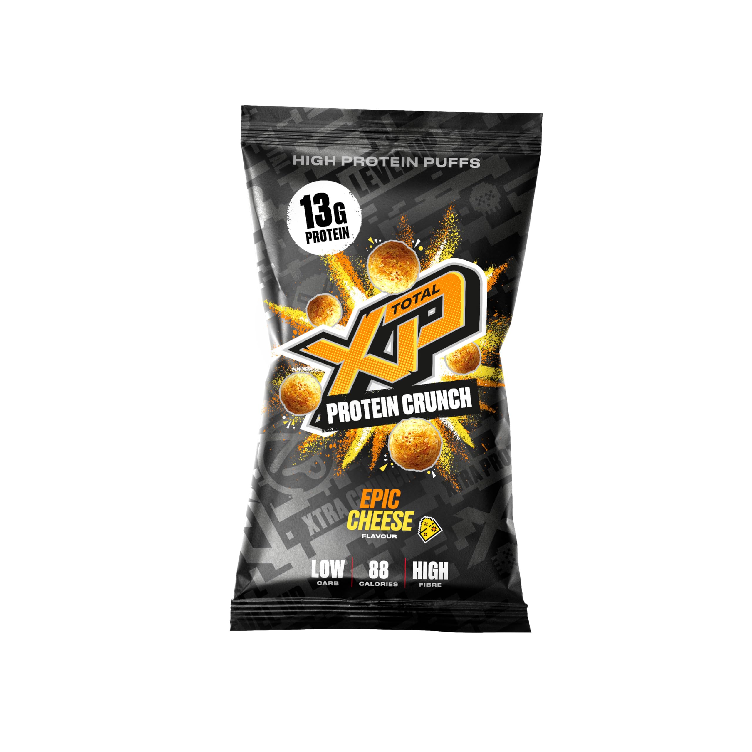 TOTAL XP Protein Crunch Chips – Epic Cheese High Protein Snacks (12 Pack)