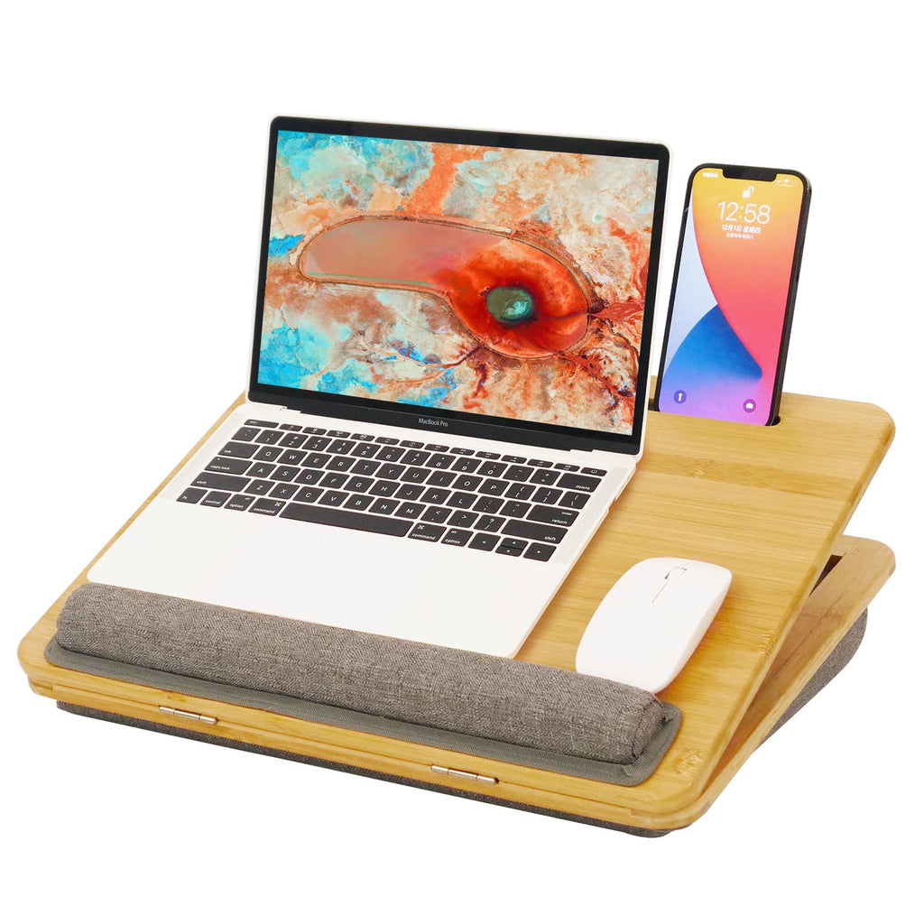 Jolof Store Bamboo Lap Desk – Adjustable Ergonomic Laptop Tray with Cushion