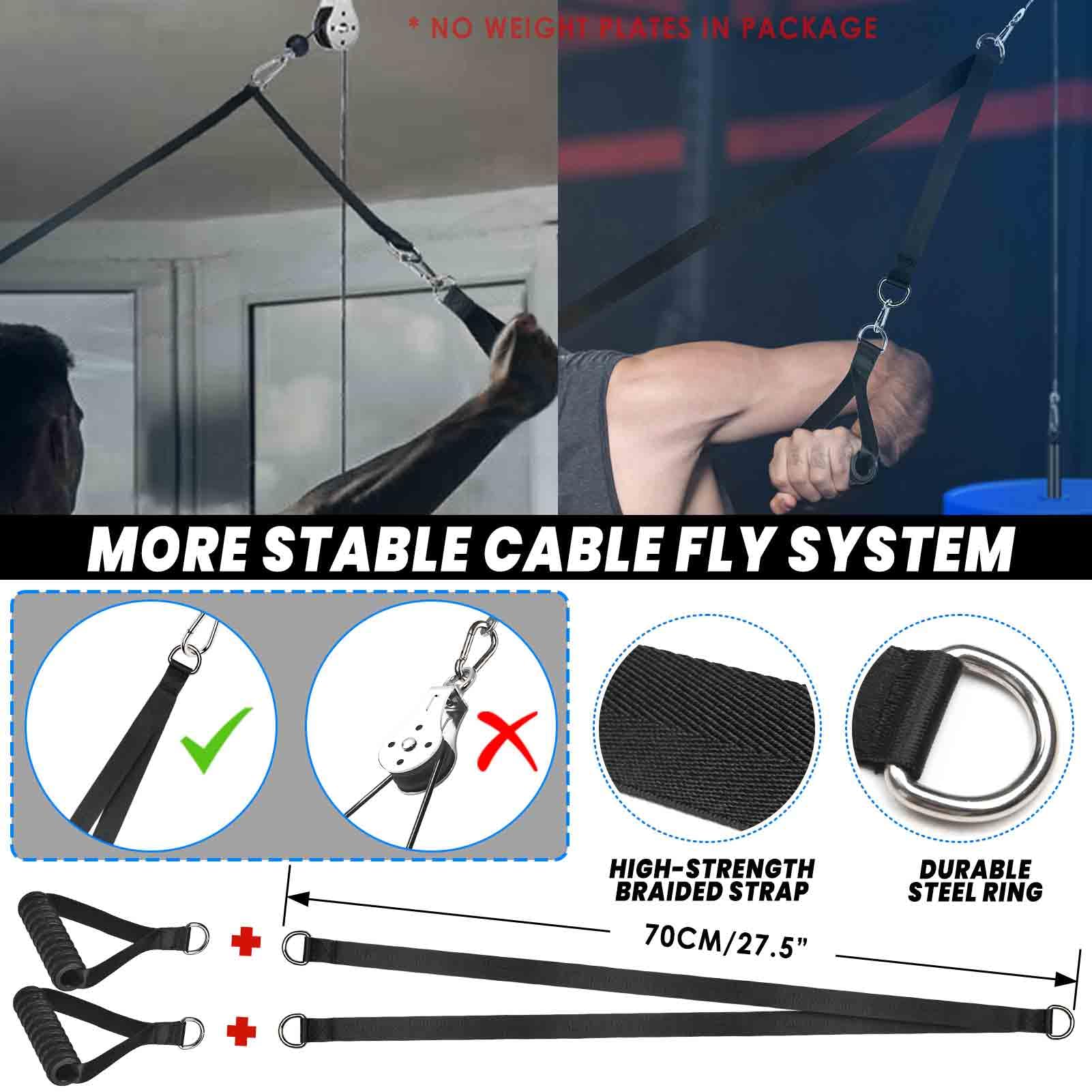 Lyndwin 3-in-1 Cable Pulley System Home Gym with Tricep Rope & Bar