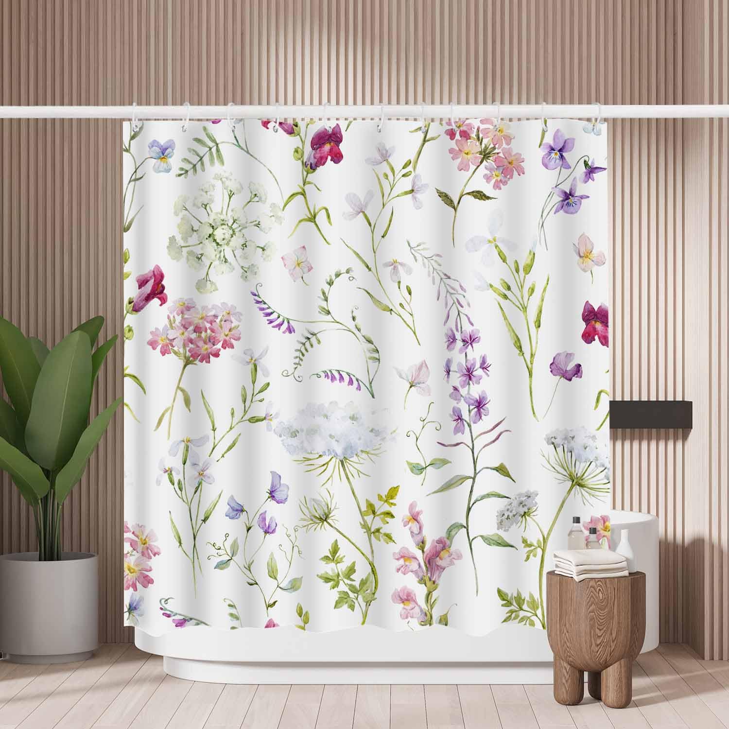 Woutay Floral Shower Curtain | Mold Resistant Waterproof Polyester