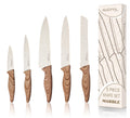 Nuovva 5-Piece Kitchen Knife Set – Cream Granite Non-Stick Stainless Steel