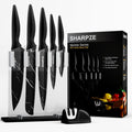 Jolof Store 7-Piece Carbon Steel Kitchen Knife Set with Block & Sharpener