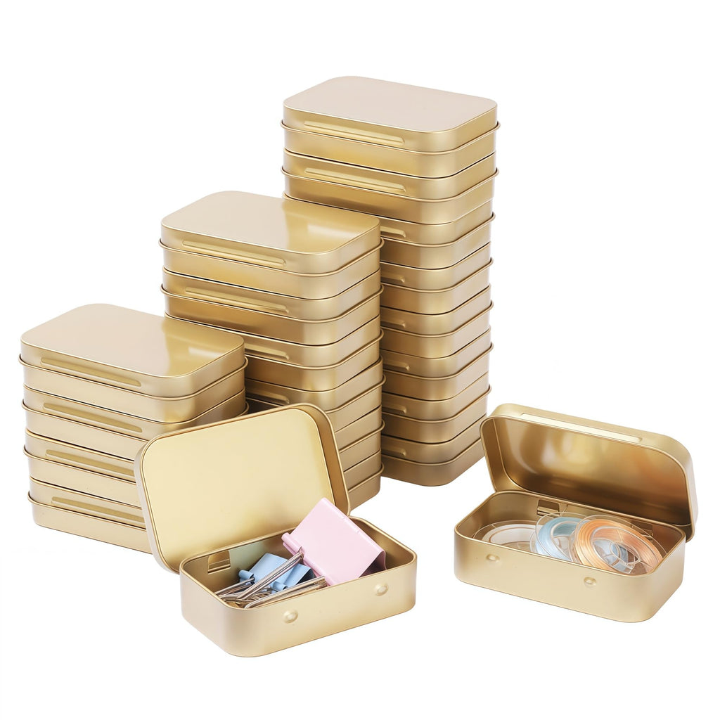 LJY Gold Hinged Metal Tins, 20 Pack, 3.7 x 2.4 x 0.9 in - image 1