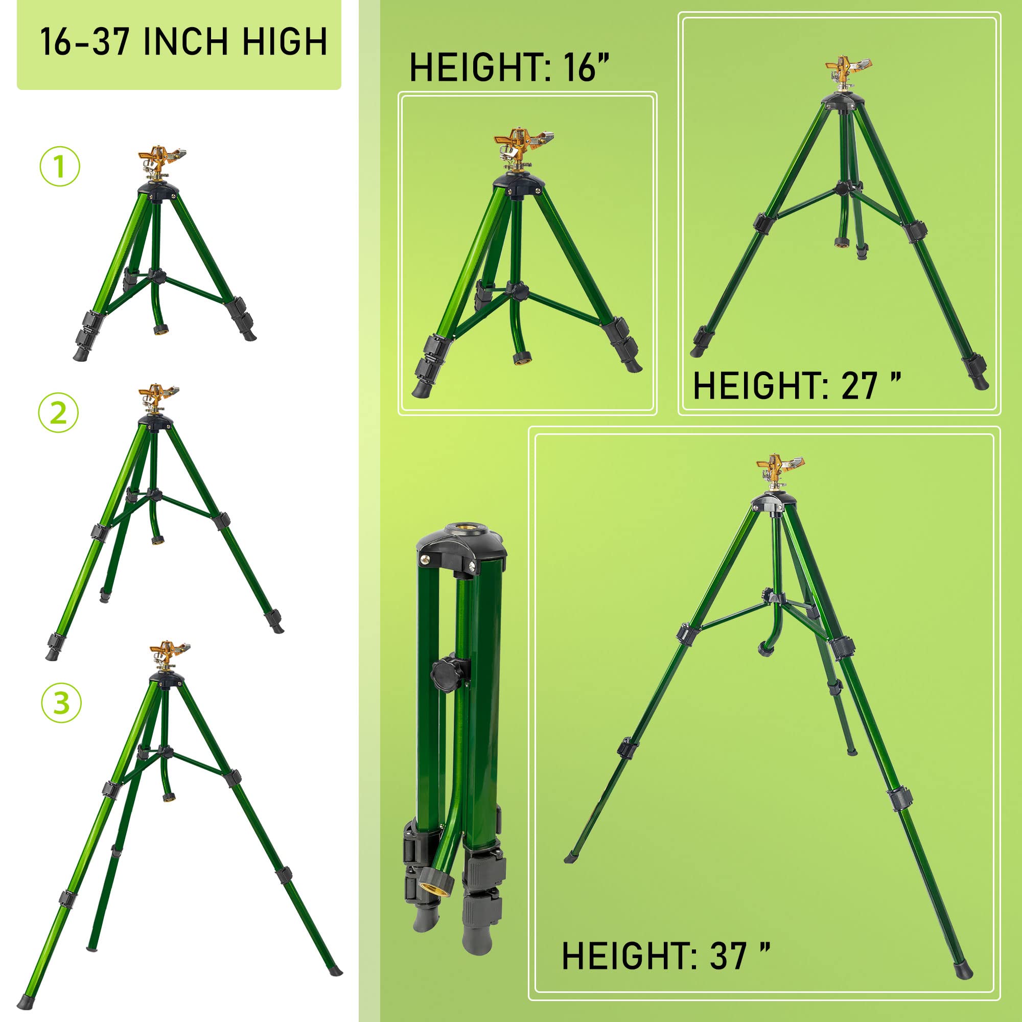Hourleey Impact Sprinkler on Tripod Base | Heavy Duty Brass | 0-360 Degree