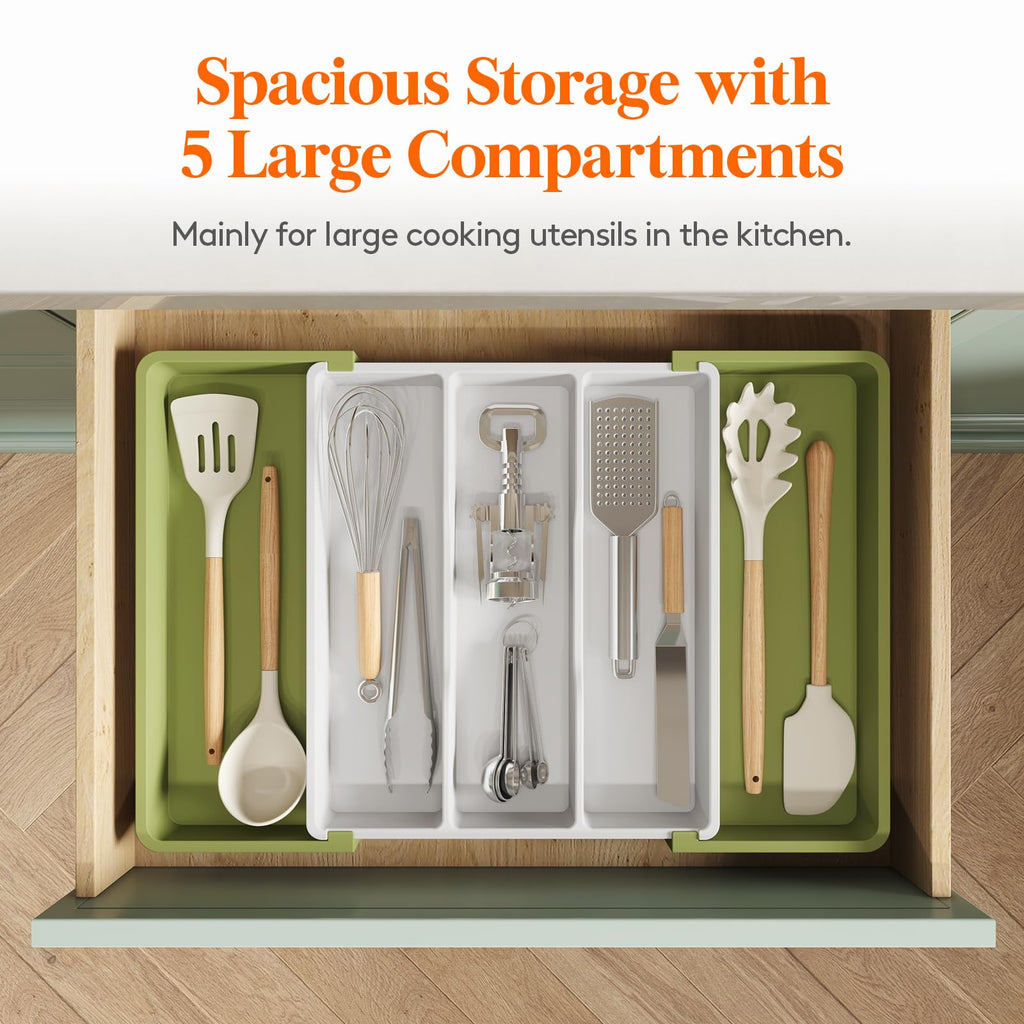 Lifewit Expandable Utensil Drawer Organiser | Large Plastic Cutlery Tray